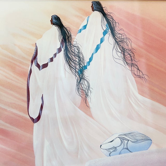 1980s Vintage Native American Cherokee Prints by Bill Rabbit, the Proposal and Songs in the Wind, Set of 2 For Sale - Image 5 of 15