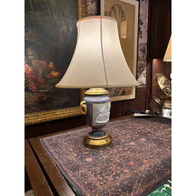1900s Victorian Pâte-Sur-Pâte Porcelain Table Lamp For Sale - Image 9 of 9