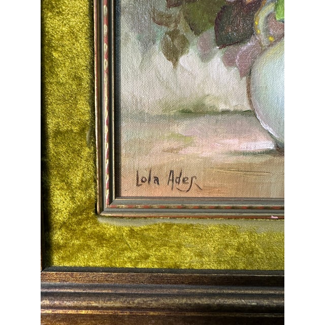 1950s Mid-Century Modern Lola F Ades Yellow Roses Painting, Framed For Sale In Palm Springs - Image 6 of 7