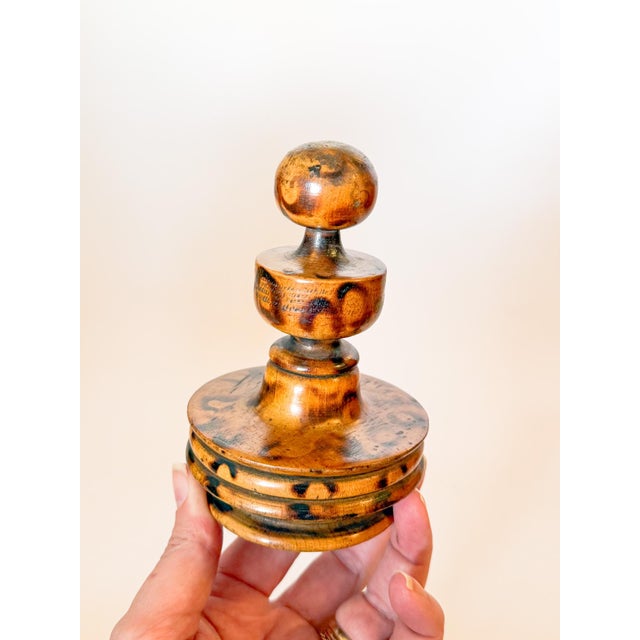 Mid 20th Century Vintage Scorched Faux Bamboo Wooden Finials, a Pair For Sale - Image 5 of 7