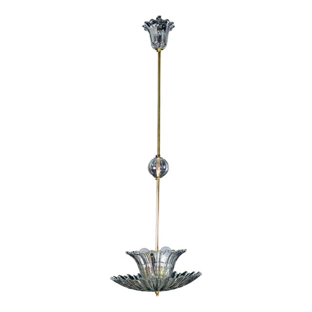 Elegant Art Decò Pendant Light Murano Glass by Barovier, 1950 For Sale