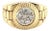 Mid 20th Century Diamond 14k Yellow Gold Link Round Top Ring - Size 4.5 For Sale