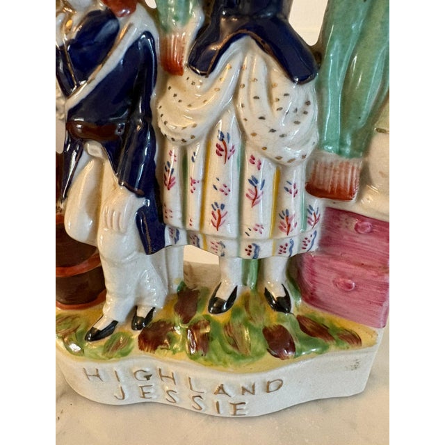 Antique Victorian Staffordshire Pottery Highland Jessie Flatback Figure, 1900s For Sale - Image 6 of 13