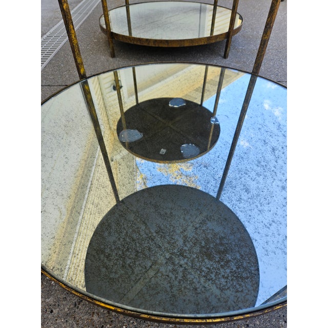 Oly Studio Round Jonathan Antiqued Mirrored Side Tables For Sale - Image 11 of 12