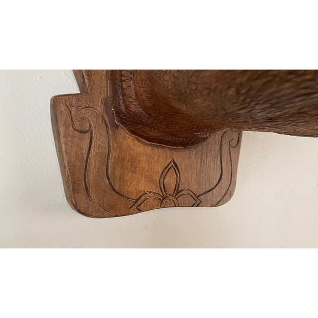 Brown Large Hand Carved Wood Rhinoceros Head Wall Hanging For Sale - Image 8 of 8