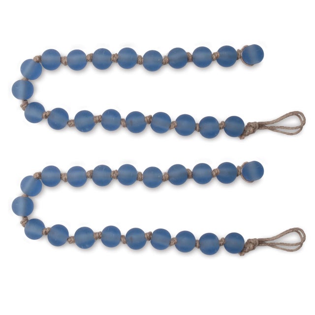 Rustic Frosted Glass Bead Garland (Set of 2) For Sale - Image 3 of 3