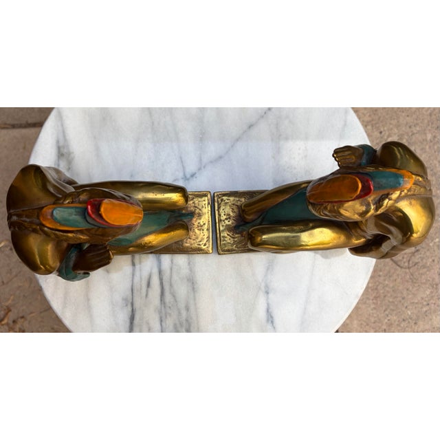 1920s Paul Herzel Pompeian Bronze Art Deco Native American Statues For Sale - Image 9 of 12