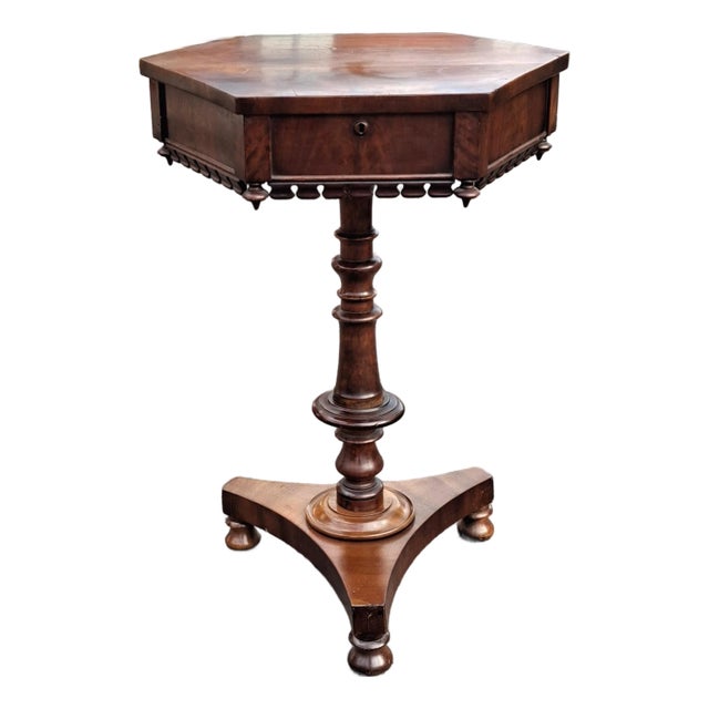 19th Century Regency Style Mahogany Hexagonal Sewing / Work Table For Sale