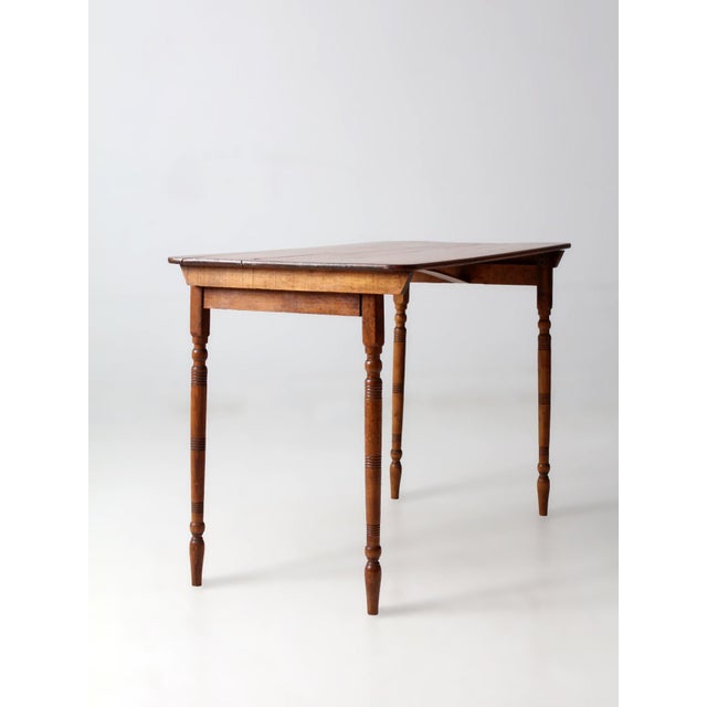 Wood Antique Folding Sewing Table With Measuring Rule For Sale - Image 7 of 14