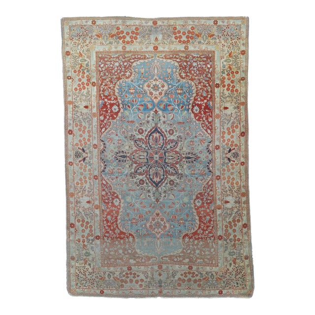 Fine Antique Persian Mohtasham Kashan Rug 4’5” X 6’6” For Sale