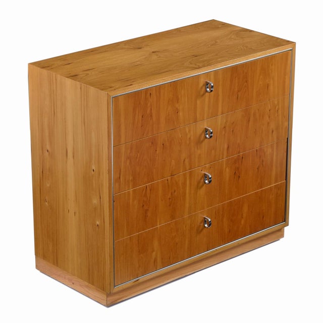 John Stuart 1970s 3 Drawer Hickory Bachelor's Chest With Chrome Pulls For Sale - Image 12 of 14