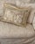 High-end 1990s vintage decorative accent pillow featuring a finely loomed French Toile de Jouy scenic tapestry center...