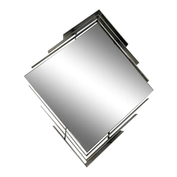 1970s Curtis Jere Chrome Mirror With Three Tier Detailing For Sale