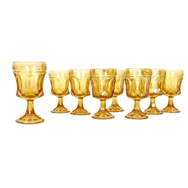 Mid-Century Modern Mid 20th Century Anchor Hocking Fairfield Amber Glasses, Set of 8 For Sale - Image 3 of 8