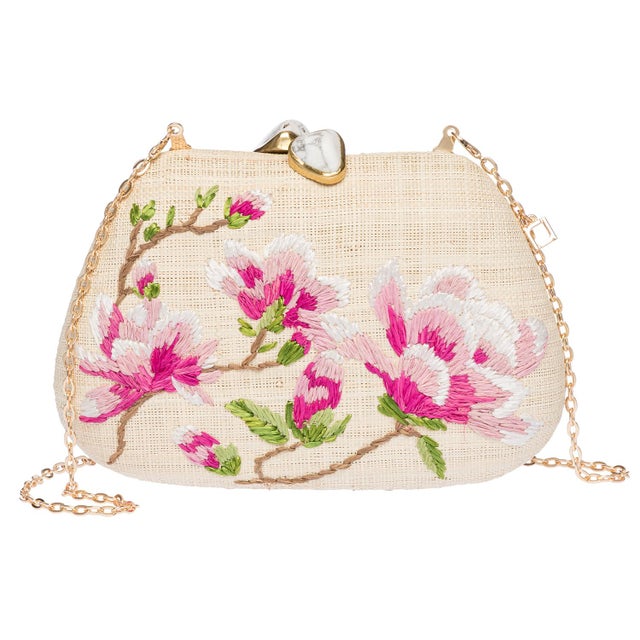 Contemporary Tamu Bean Clutch in Natural / Pink For Sale - Image 3 of 7