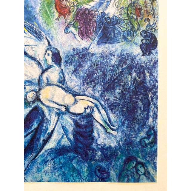 Navy Blue Marc Chagall Expressionist Offset Lithograph Print French Museum Poster " the Creation of Man " 1956 For Sale - Image 8 of 12