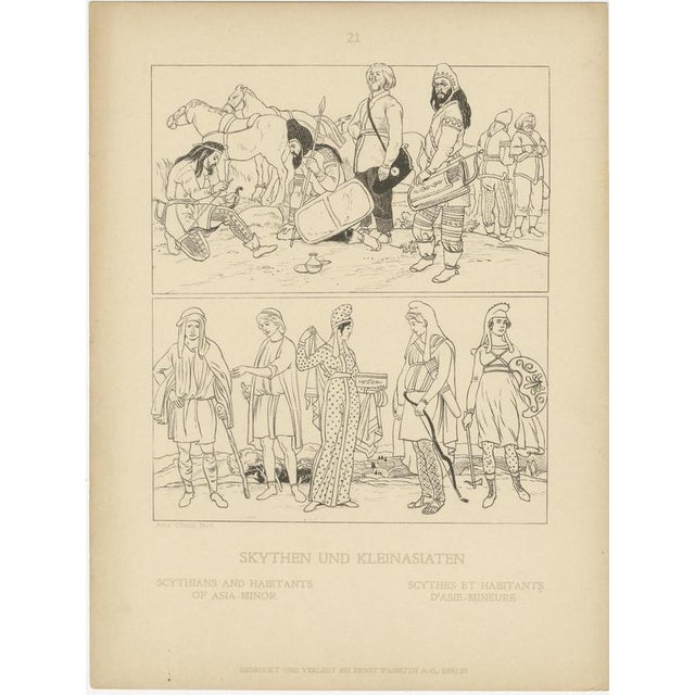 Set of 9 Antique Greek Costume and Antiquity Prints by Wasmuth, Berlin c.1900 This impressive set of nine antique prints...