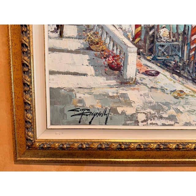 Original Ciro Canzanella Oil Painting "Ponte Di Rialto" 42x57 For Sale - Image 9 of 16