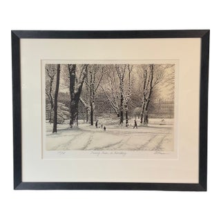 1980s Harold Altman Signed Limited Edition Etching “January, Jardin Du Luxembourg” For Sale