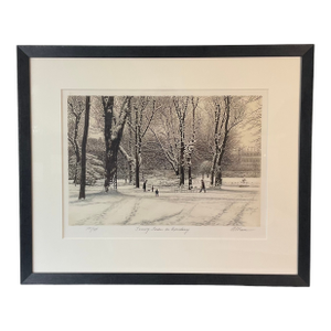 1980s Harold Altman Signed Limited Edition Etching “January, Jardin Du Luxembourg”