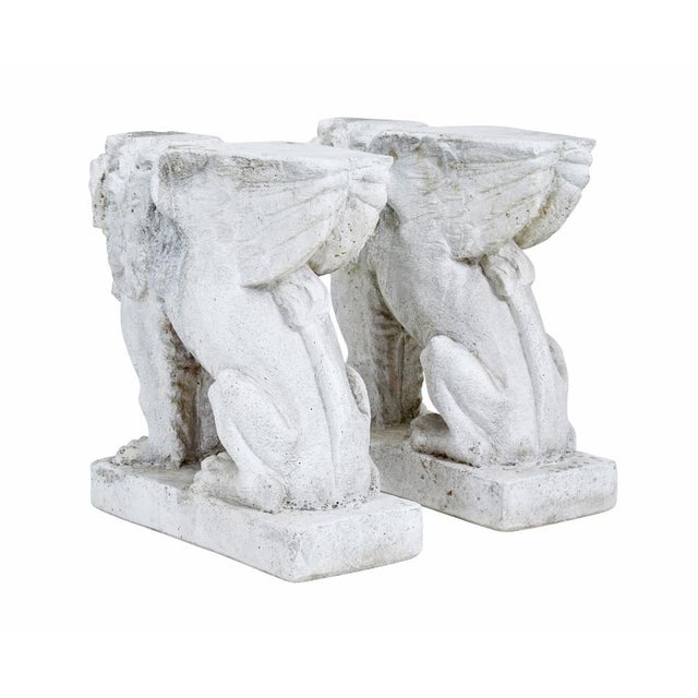 Stone Vintage Stone Garden Lion Pedestals, 1920, Set of 2 For Sale - Image 7 of 10