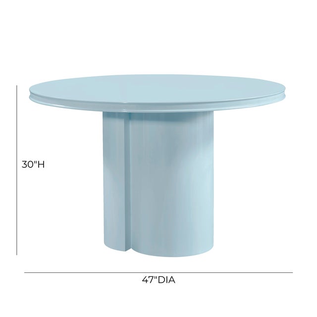 Elora Blue Lacquer Round Dining Table For Sale - Image 9 of 10