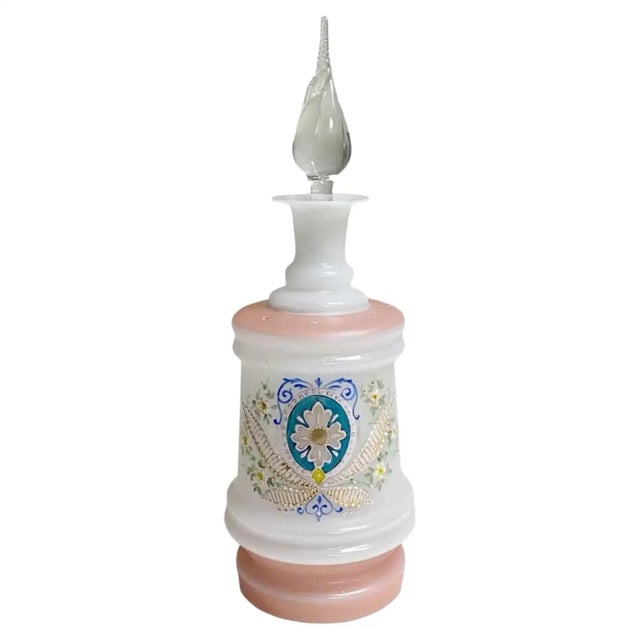 Pink Opaline Hand Painted Decanter For Sale In Tampa - Image 6 of 8