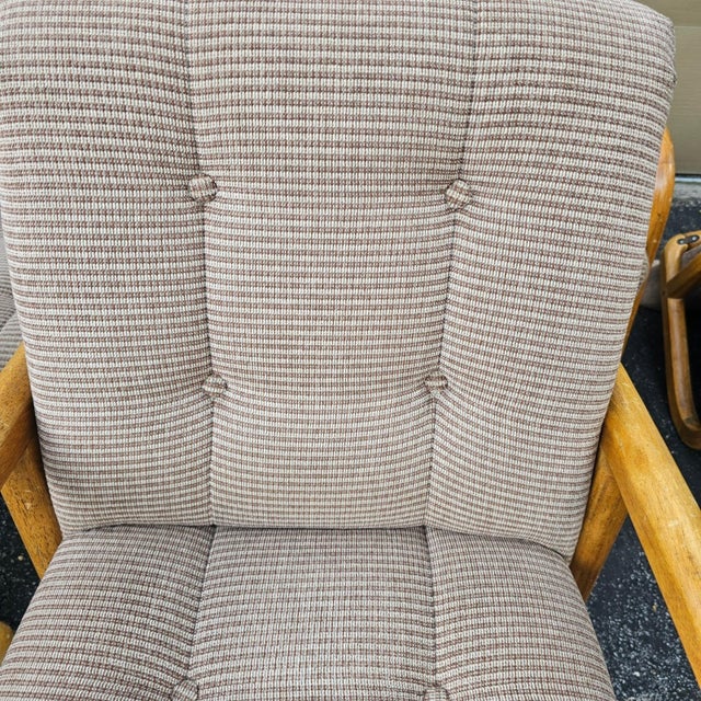 Vintage 70s MCM Style Bentwood Cantilever Upholstered Dining Chairs Set of 6 For Sale - Image 18 of 18