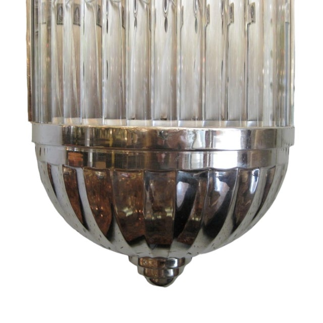 Metal Mid 20th Century Petitot Monumental 53" Ht Pair of French Modernist Sconces Glass Rod & Nickel Bronze For Sale - Image 7 of 16
