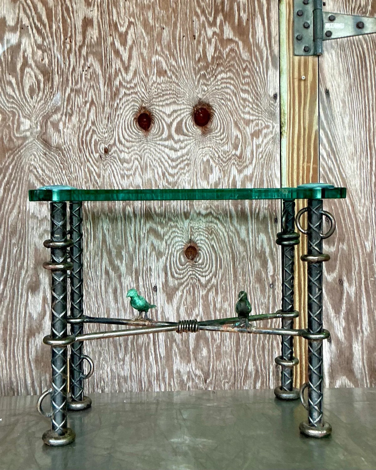 Vintage Boho Ilana Goor Rebar Birds Side Table — additional photo 1