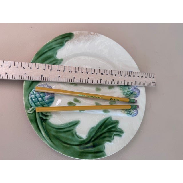 Early 20th Century French Salins Barbotine Majolica Asparagus Plate For Sale - Image 5 of 6