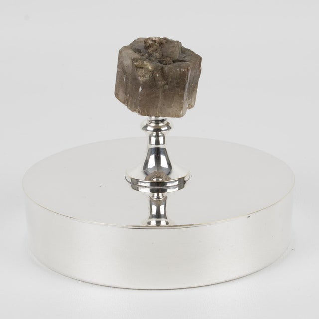 Christian Dior Paris Silver Plate Box with Quartz Stone, circa 1970 For Sale In Atlanta - Image 6 of 13