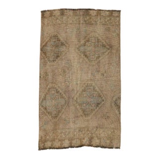 Vintage Faded Small Kars Rug - 2`5″ X 3`11″ Ft For Sale