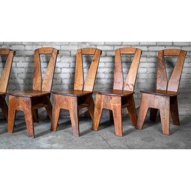 1970s French Modern Brutalist Dining Chairs After Pierre Chapo - Set of 8 For Sale - Image 13 of 18