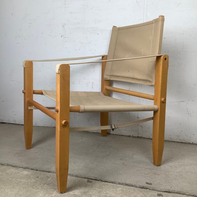 Mid-Century Modern Vintage Sling Style Safari Campaign Lounge Chair For Sale - Image 3 of 12