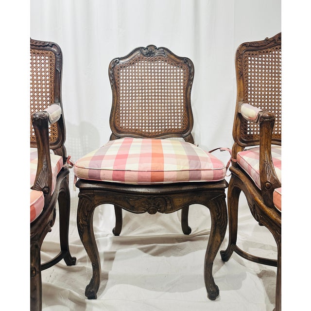 Mid 20th Century Set of 4 French Louis XV Style Cane Chairs For Sale - Image 4 of 11