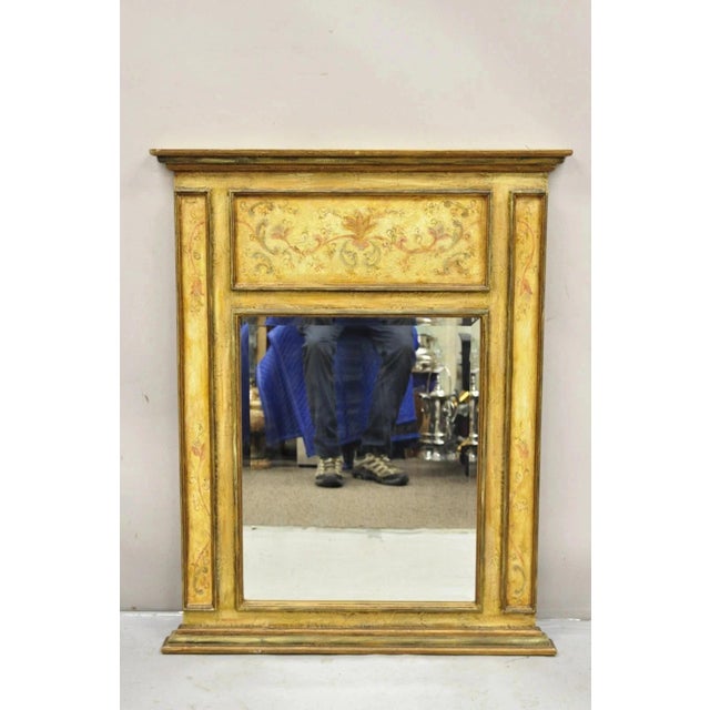 Contemporary Shabby and Chic Italian Tuscan Style Distress Painted Trumeau Wall Mirror. Circa 21st Century, Pre0owned....