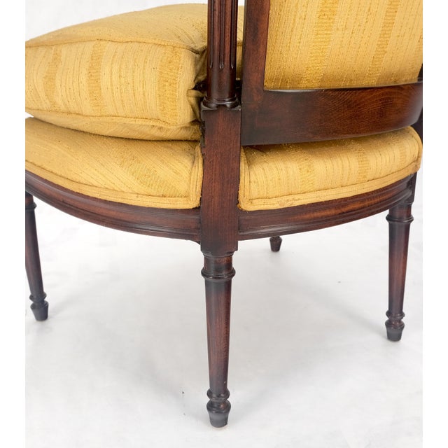 Pair Gold Silk Upholstery Fine Carved Acorn Finials Lounge Fireside Chairs MINT! For Sale - Image 10 of 16