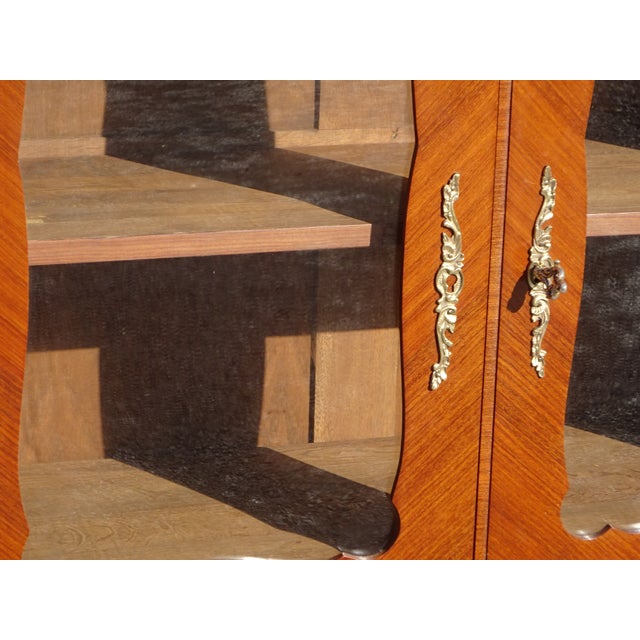 Wood Small Louis XV Marquetry Display Case, 1950s For Sale - Image 7 of 18