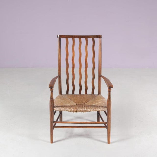 Small Arts & Crafts Spindlers Back Hearth Chair with Wicker Seat, 1930s For Sale - Image 12 of 12