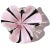 Beautiful, vintage Murano hand blown black and pink ribbons over white Italian art glass folded rim decorative bowl....