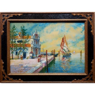 19th Century Mediterranean Painting by s.r. Torello of Venetian Scene For Sale