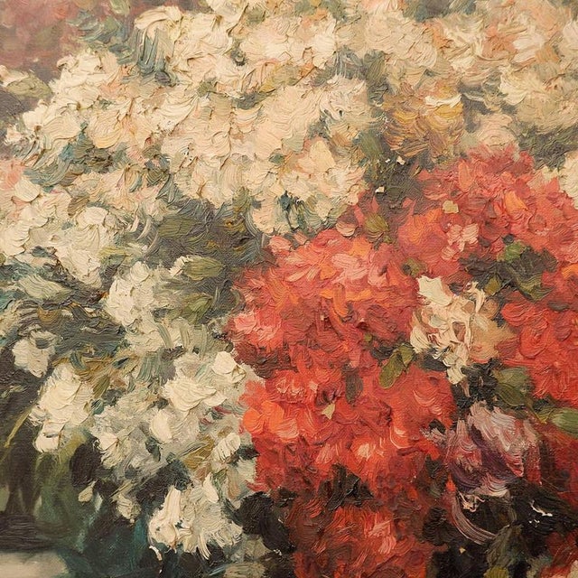 Flowers in Front Mirror, 19th Century, Paint on Canvas, Framed For Sale - Image 3 of 14