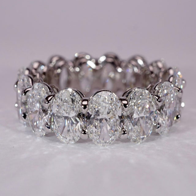 Contemporary Oval Diamond Eternity Band, Size 5 For Sale - Image 3 of 7