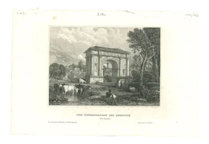 Unknown, Augustus Arch, Original Lithograph on Paper, Mid-19th-Century