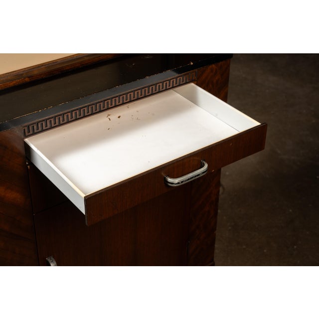 Vintage Streamline Art Deco Walnut Lighted Medical Cabinet by Hamilton For Sale - Image 9 of 18