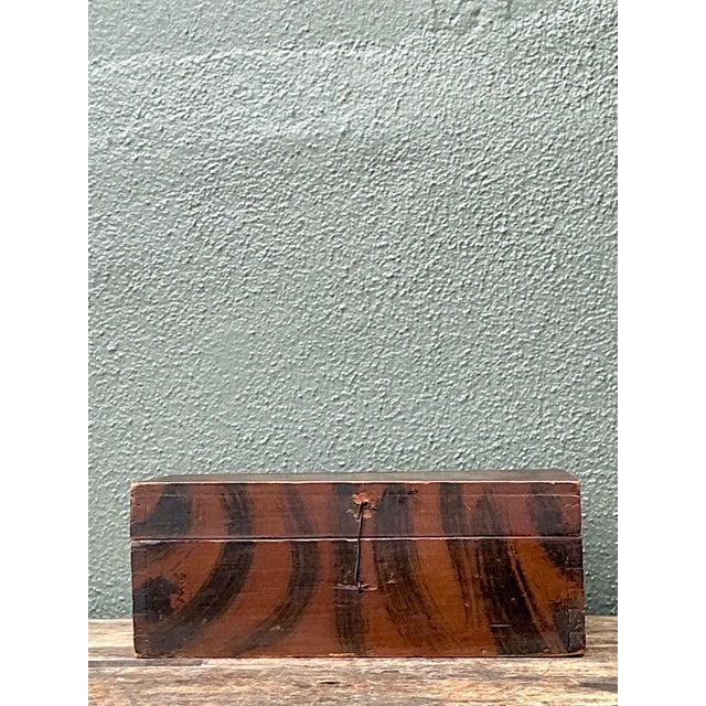 Vintage Hand Painted Tiger Stripe Primitive Box For Sale - Image 11 of 12