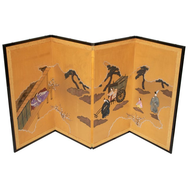 1960s Shōwa Era Japanese Byobu Screen "Travels of Genji Monogatari" For Sale - Image 16 of 17