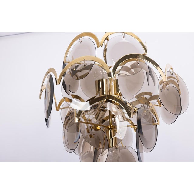 1960s Smoked Glass Disc Chandelier from Vistosi, Italy, 1960s For Sale - Image 5 of 13
