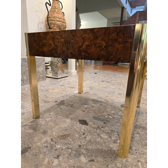 Wood Mid 19th Century Beautiful Burl and Golden Brass Side Table by Century Furniture For Sale - Image 7 of 16